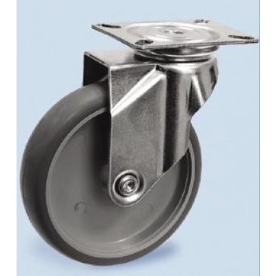 Roulette platine zinguée pivotante roue TPE gris diamètre 50